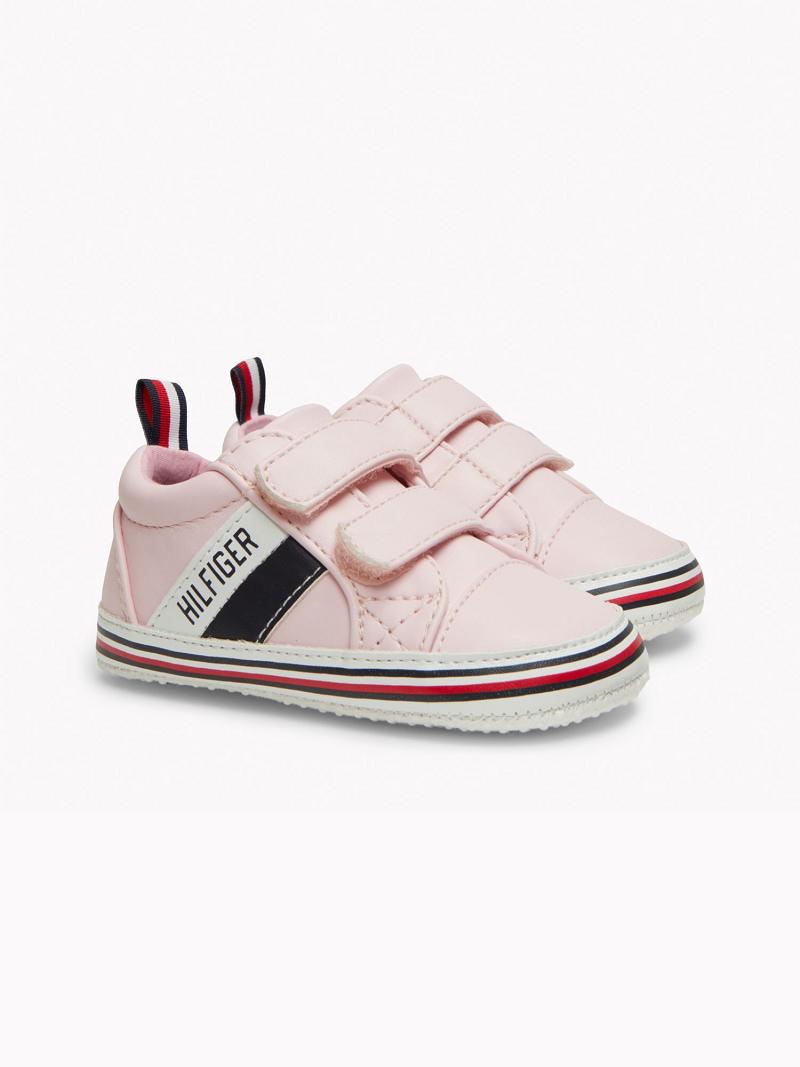 Lány Tommy Hilfiger Babies\' Signature Stripe Tornacipő Rózsaszín | HU 1988ZUT